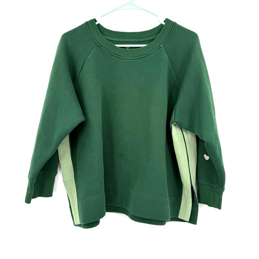 Tuckernuck Size XL‎ Crewneck Sweatshirt Green Split Hem Cotton Blend Flawed